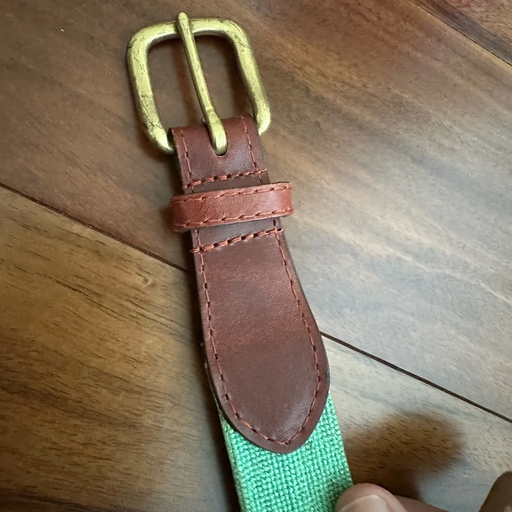 SMATHERS AND BRANSON HAND STITCHED NEEDLEPOINT BILLFISH LEATHER BELT SIZE 40